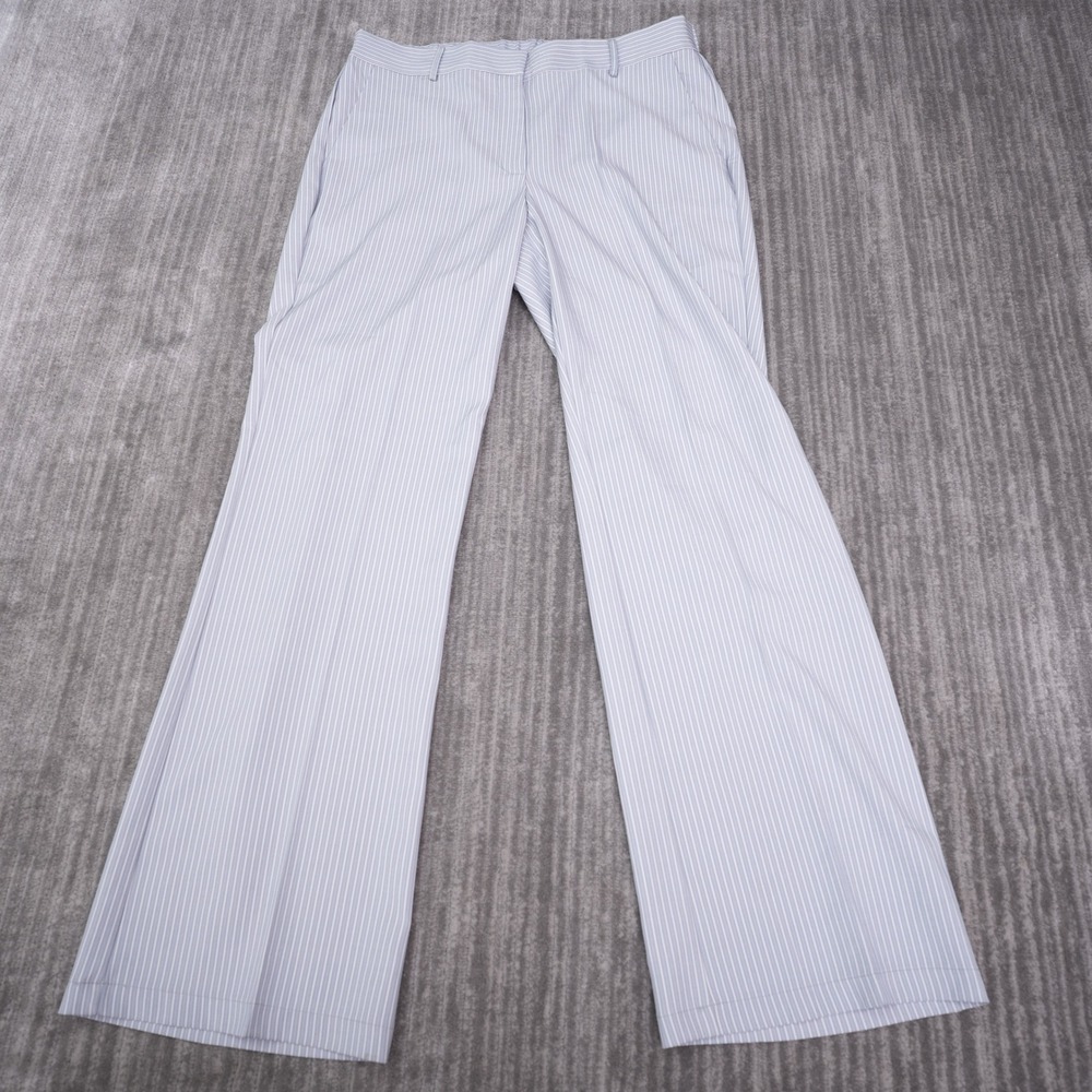 Adrianna Papell Pinstripe Dress Pants Womens 12 Blue White New No Tag Wide Leg
